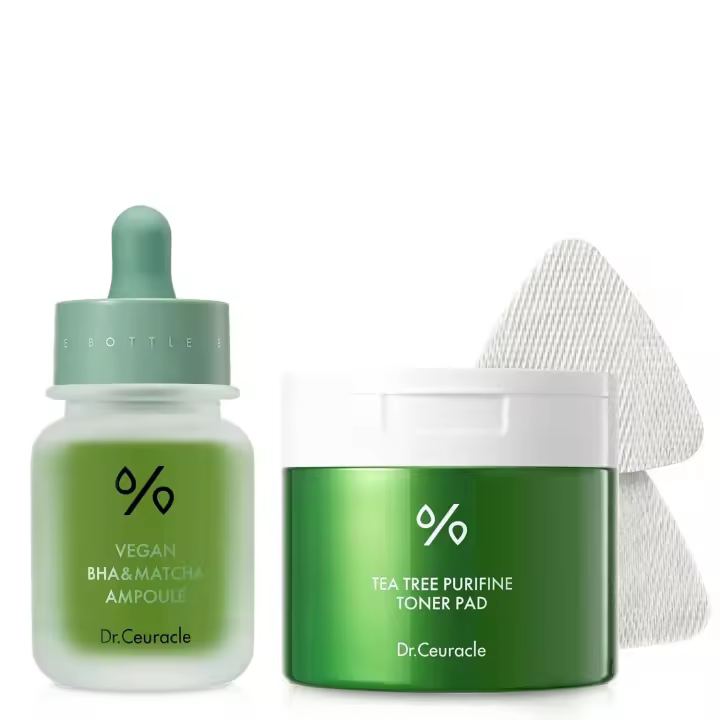 Dr.Ceuracle Vegan BHA y ampolla de Matcha + almohadilla de tóner purificante de árbol de té - 1