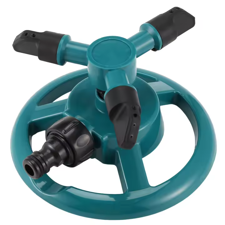 Aspersores de jardín, aspersor de manguera de tubo giratorio duradero de tres boquillas, aspersor de agua giratorio automático de 360 ​​grados - 1