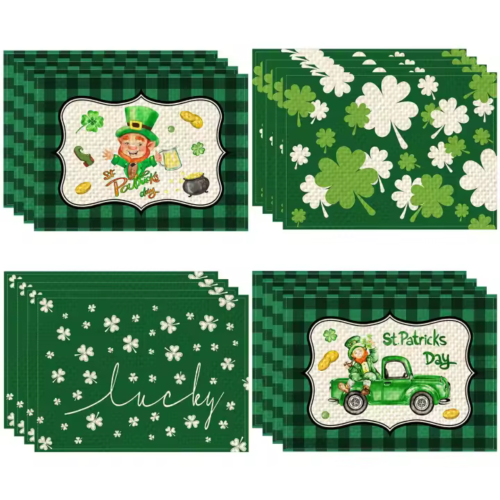 Tapete con impresión Digital del Día de San Patricio, decoración de comida occidental, tapete aislante antimanchas, tapete para mesa de comedor - 1