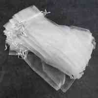 Abanico de mano plegable de Organza con cordón, bolsas de regalo de recuerdo de boda, color blanco, 50 piezas - details 7