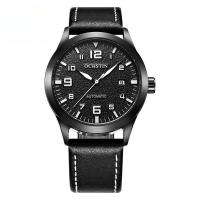 Retro cuero genuino automático reloj mecánico tendencia casual negocio reloj de pulsera - details 3