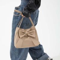 Bolso de hombro elegante de Color sólido con lazo de PU, bolso de mano portátil de estilo coreano, bolso de cubo de lujo, bolso de moda para axilas para mujer - details 21