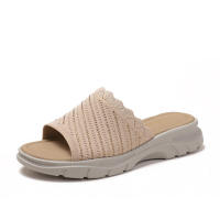 Sandalia pantuflas tejidas de silicona ultraligeras y húmedas para uso externo, nuevo estilo antideslizante con cómodo tacón inclinado, - details 4