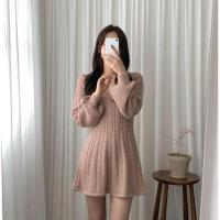 Falda corta de punto para mujer, ropa elegante de manga larga con cuello puntiagudo, usada, negra, invierno - details 18