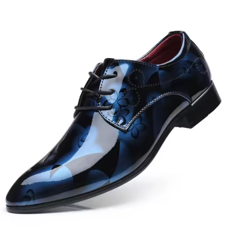 Zapatos Oxford con Patrón Floral para Hombres, calzado Formal con Cordones, Planos, Fiesta de Negocios - 1