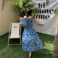 Mangas acampanadas francesas finas con cuello en V estampado casual para mujer, falda de princesa con volantes, nuevo estilo para el verano - details 6