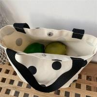Bolso de compras pequeño de lona de Color sólido a la moda, bolso de mujer, bolso de hombro negro de gran capacidad con puntos - details 4