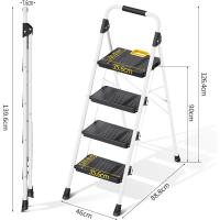 Carga hasta 360 kg, con Bloqueo de Seguridad, Pedales Anchos Antideslizantes, Pasamanos, Escalera Doméstica Ligera de Acero Hogar Cocina Oficina Armarios, Blanco - details 17