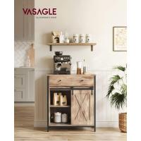Mueble de Almacenamiento, Aparador, Armario de Cocina, con Puerta Corredera, 30 x 70 x 80 cm, Estante Ajustable, Estilo Rústico, para Sala de Estar, Marrón Roble y Negro - details 1