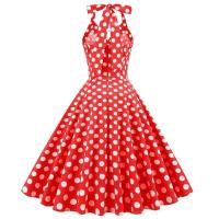 2025 nuevo Hepburn verano Vintage lunares mujeres Halter elegante fiesta 50s 60s Rockabilly Pin Up túnica Swing vestido de cola - details 25