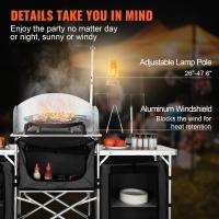 Mueble de Cocina Portátil para Acampar Aluminio Ajustable a Altura Estructura de Barbacoa Negro - details 7