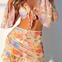 Nuevos estampados tendencias playa faldas bikinis 4 piezas trajes de baño - details 4