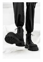 Hombres Botas De Herramientas De Locomotora Negra Botas De Cuero Informales Impermeables De Cuero Suave De Caña Alta - details 12