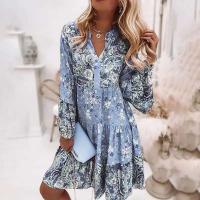 Vestido Boho de Playa para Mujer Primavera-Verano Cuello en V, Suelto y Casual con Estampado Ral - details 2