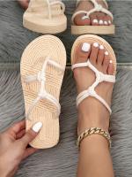 GIOIO Sandalias Planas Para Mujer, Zapatillas Geniales, Zapatillas Cruzadas De Franela Con Suela De Cáñamo Falsa De Cuerda De Cáñamo De Imitación - details 29