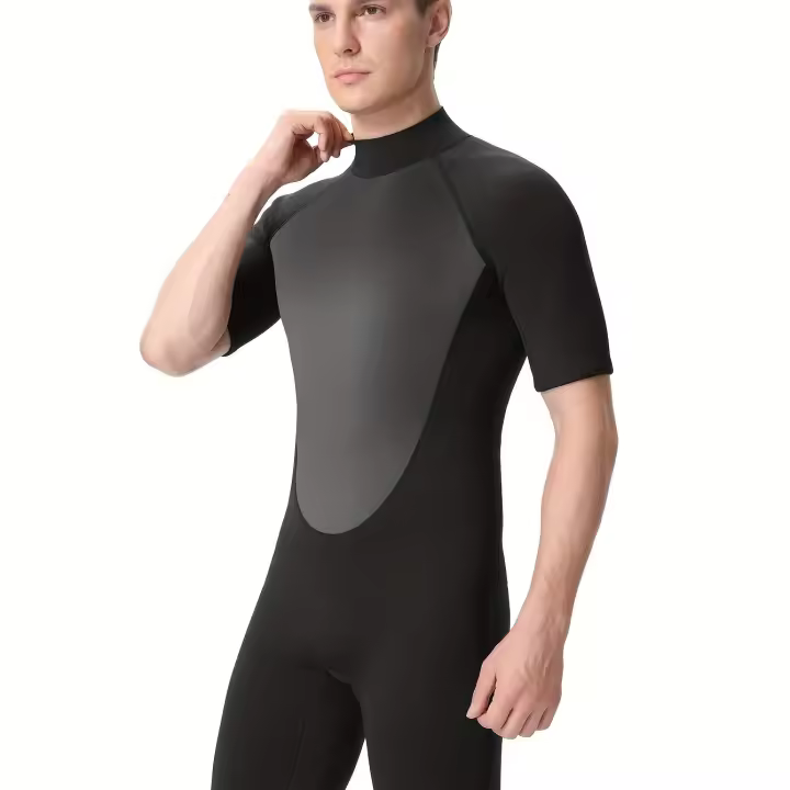 Ropa de baño de manga corta para hombre, cómodo traje de baño elástico para nadar en verano, buceo, piscina, playa - 1