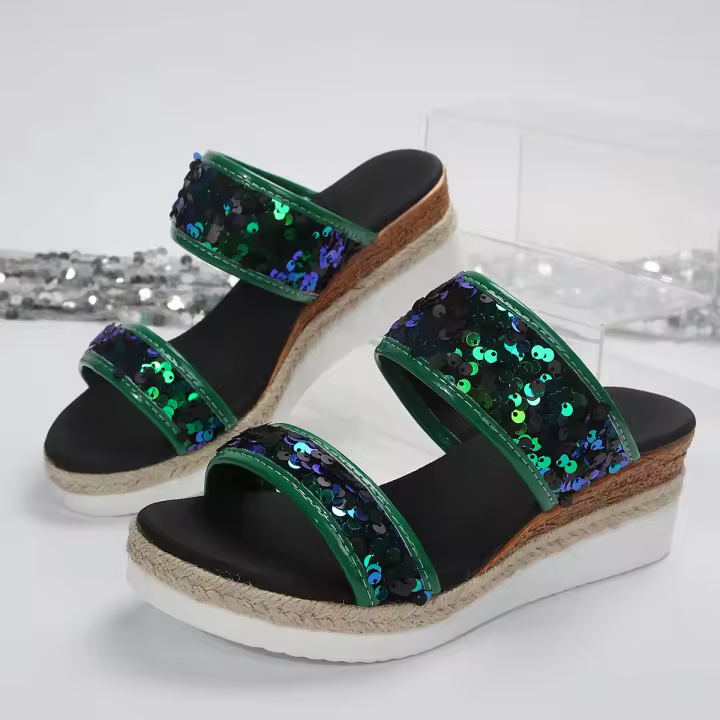 zapatos de zapatilla de tacón de cuña de verano para mujer - 1