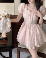 Vestido de Princesa veraniego para Niñas Cuello Cuadrado, Mangas de Burbuja, Cintura Ajustable para Lucir Delgada Versión Coreana - details 17
