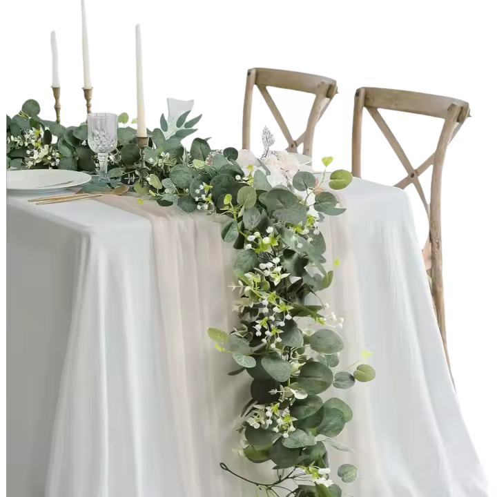 Vine De Hojas De Eucalipto Artificiales Para Decoración De Boda Y Jardín Planta Falsa De Hojas Verdes Para Arco De Boda Y Decoración Del Hogar - 1