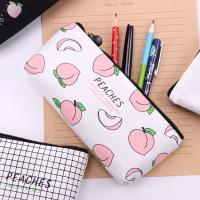 Lindo estuche de lápices de melocotón de tela de gran capacidad, bolsa de bolígrafo Simple Kawaii para niñas, oficina, escuela, estudiante, papelería, amigo, regalo para niños - details 1