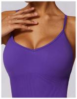 Mono de Yoga para Mujer Kailuoka Sexy Fitness Romper Sin Mangas y Espalda Disfraz Deportivo Corto en Color Sólido para Otoño e Invierno Material Exterior de Nylon - details 30