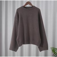 Suéter de Punto Versátil para Mujer Cuello Redondo, Manga Larga, Color Sólido, Ropa de Oficina de Moda de Otoño - details 0