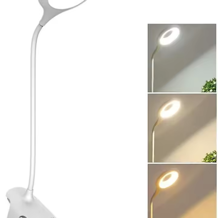 Lámpara de escritorio con clip LED, 3 colores, 3 niveles de brillo - 1