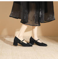 Zapatos sencillos estilo francés de tacón medio y punta cuadrada Merceditas - details 14