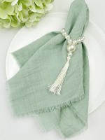 Servilletas de Algodón Tejido Juego de 10/20/50pcs en Verde Menta Ideal para Decoración de Bodas - details 4