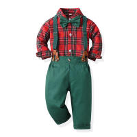 Ropa para niños, nuevo cárdigan de algodón con cuello vuelto de manga larga a cuadros para niños, conjunto de monos, estilo moderno - details 1