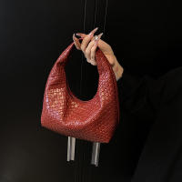 Bolso de hombro tejido en relieve para mujer, bolsa de mano de cuero PU suave, con asa superior pequeña, informal, para uso diario - details 6