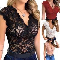 Camiseta de Mujer sin Mangas de Encaje con Cuello en V Ajuste Perfecto, Ropa de Alta Gama - details 0