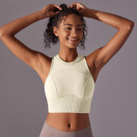 Tops para mujer, Top moldeador de punto de Color sólido, ropa de Yoga recortada en la espalda, deportes, correr, camiseta sin mangas - details 41
