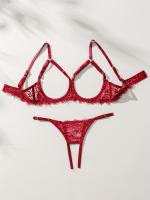 Conjunto de lencería erótica de encaje floral, sujetador de busto abierto y tanga de entrepierna abierta, ropa sexy para mujer - details 31