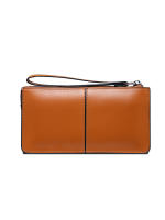 Cartera de cuero para mujer, cartera larga de cuero con cera de aceite, cartera multitarjeta para mujer de piel de vaca, bolso crudo para teléfono móvil. - details 2