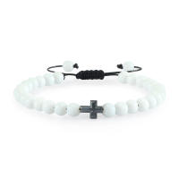 Pulsera de Piedra Natural 6mm Estilo Trenzado para Hombres y Mujeres Cruza de Oración Jesús - details 8