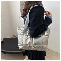 Moda señoras Tote bolsos de gran capacidad de algodón acolchado bolsa de compras rombo bolso portátil acolchado sólido para viajes de ocio - details 24