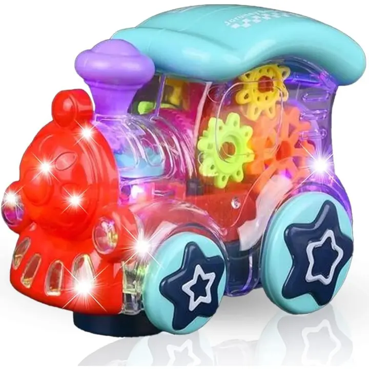 Excitad Juguete de Tren de Juguete Transparente con Luces LED 1PC Coche de Juego de Moverse con Engranajes Coloridos y Música - 1