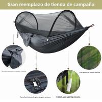 Hamaca Ultraligera Mosquitera 260x140cm, Carga de 250kg, Paracaídas de Nylon Transpirable con 2 Mosquetones y Bolsa de Almacenamiento Ideal para Senderismo/Acampada - details 8