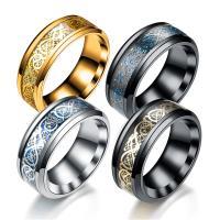 Anillo Vikingo Punk de Acero Inoxidable Anillo de Dragón Celta con Incrustaciones de Fibra de Carbono Azul Joyería de Boda para Hombres Tamaño 7-11 - details 7