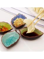 Kitchen Bowl Kitchen Tool Dish Creative Ice Crack Glaze Leaf Ceramic Seasoning Soy Sauce Vinegar Small Plates 10*7.5*3cm - details 6