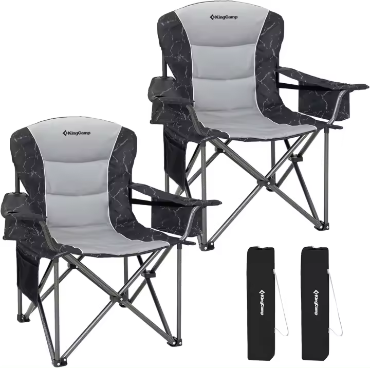 Silla Plegable de Alta Espalda con Soporte Lumbar Acolchado Portátil para Exteriores, Deportes, Picnic Poliéster, Negro, 1 Paquete - 1