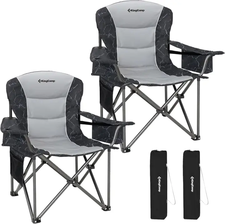 Silla Plegable de Alta Espalda con Soporte Lumbar Acolchado Portátil para Exteriores, Deportes, Picnic Poliéster, Negro, 1 Paquete - 1