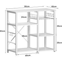 Cocina Mueble para Almacenamiento de Cocina Estantes de Cocina con Ganchos para Almacenamento Estante de Horno de Microondas,Estanterías de Cocina con 3+3 estantes Blanco - details 1