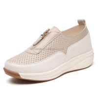 Nueva funda deslizante con cremallera de cuero blanco que aumenta la altura de alta calidad, zapatos deportivos para mujer, jogging en la ciudad, precio bajo, transpirable - details 0