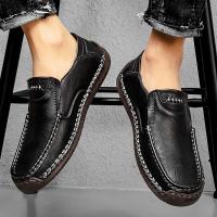 Zapatos De Cuero Hechos a Mano Para Hombre Mocasines Casuales Cómodos Zapatos Planos Para Exterior Caminar Talla Verdadera Para Adultos - details 14