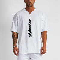 Camiseta Extra grande de algodón para hombre, camiseta de manga corta con estampado de cuello en V, de talla grande, de verano - details 5
