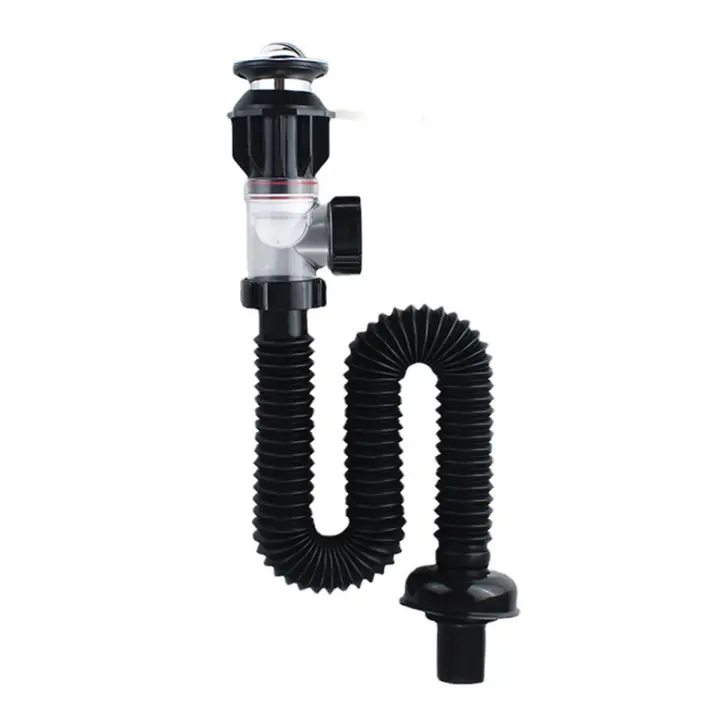 Tubería de agua para lavabo, antiolor, antibloqueo, juego de agua para lavabo Universal, fila de pared Horizontal para ahorrar espacio - 1