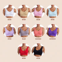 Sports bra women solid color fitness top gym yoga athletic tight workout soft brassiere padded - details 5