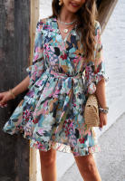 Vestido fluido sin tirantes con estampado floral bohemio para mujer, verano 2025 - details 22